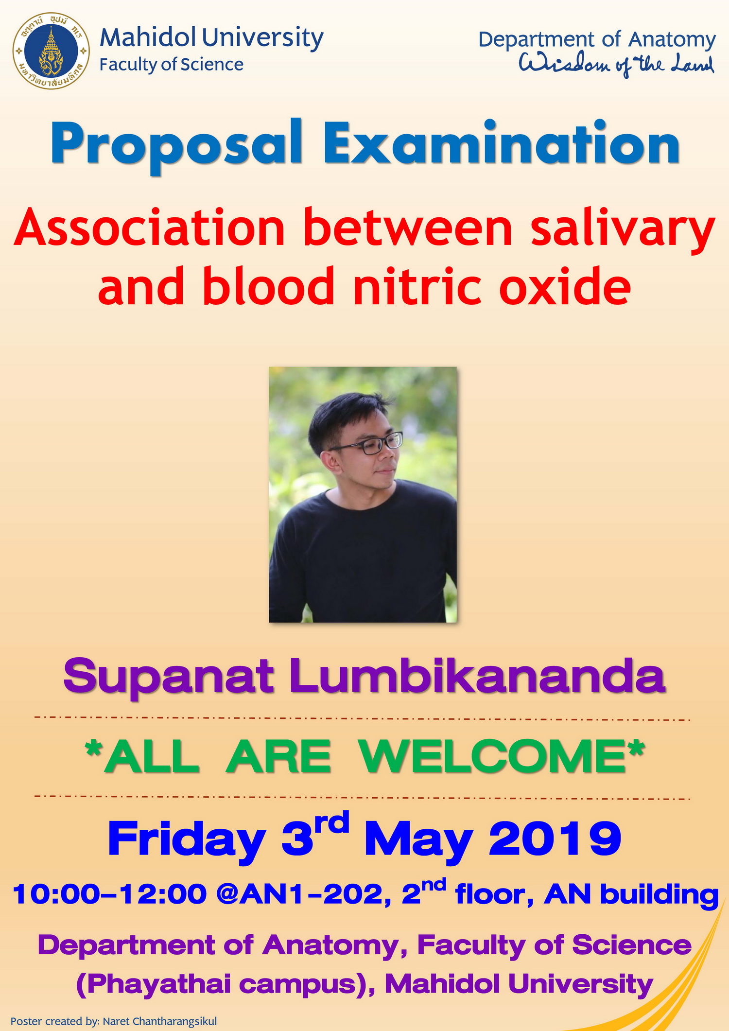 Supanat's Proposal on Friday 1st May 2019, 10:00-12:00, @AN1-202