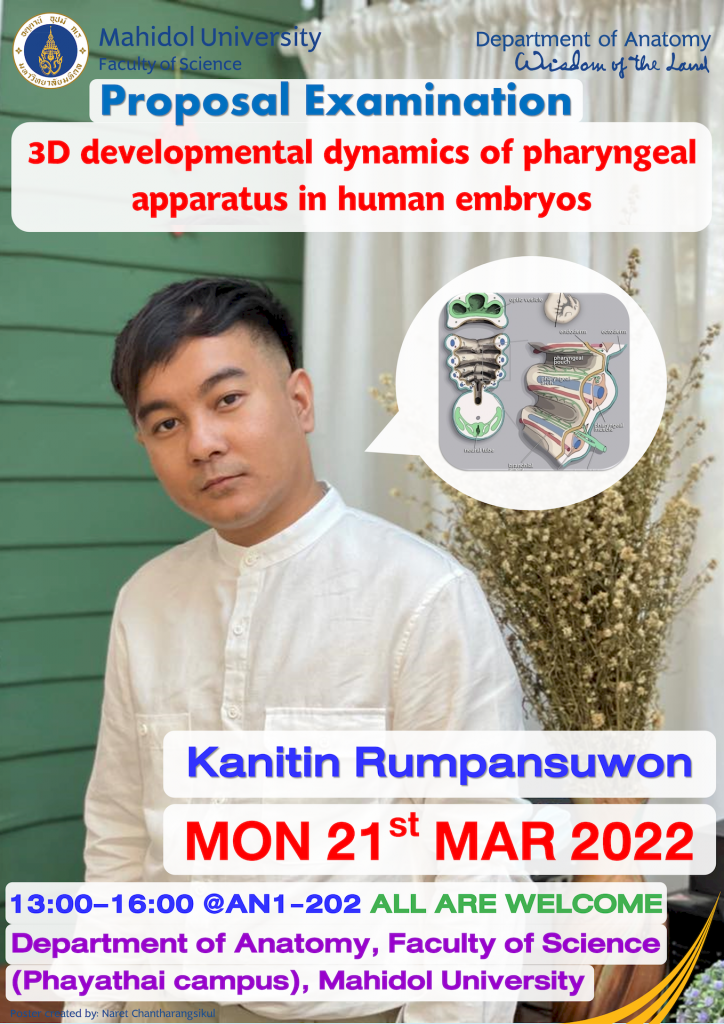 Kanitin Rumpansuwon’s Proposal Examination on Monday 21th January 2022, 13:00-16:00, @AN1-202. All are welcome.